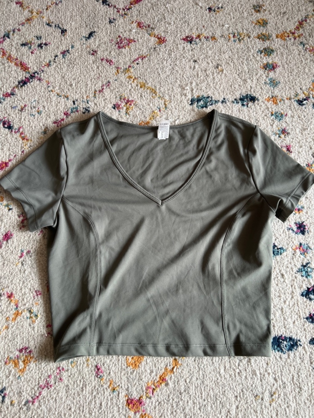 V-Neck Short Sleeve Women’s Top - Olive Green